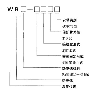 WRR-433Q吹氣型熱電偶型號表示