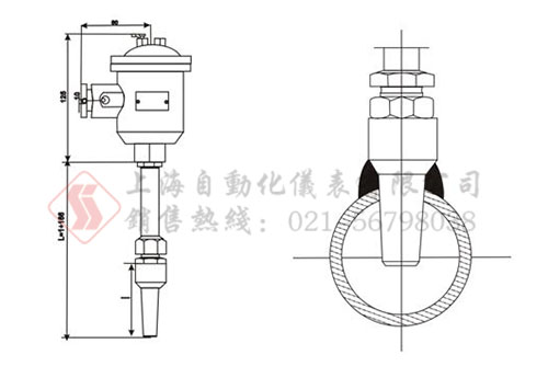 WRN-740化工專用隔爆型熱電偶外形尺寸及安裝示意圖